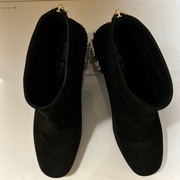Stuart Weitzman Designer Pearl Black Suede Bacari Boots Size 8.5 - Picture 3 of 7